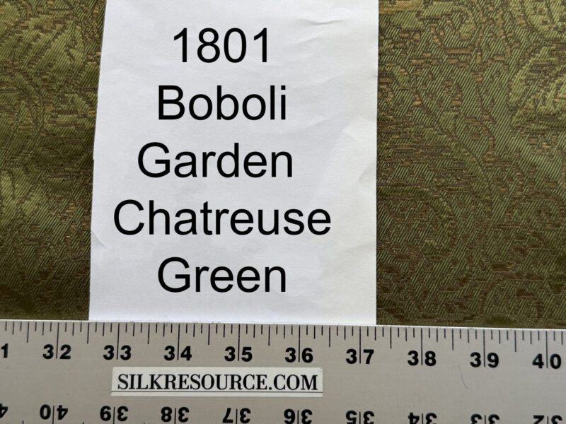 by yard Boboli Garden Silk Damask Italian Metallic Deep Charteuse Green Gold MSRP USD 568/yard