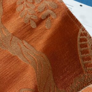 IMG_3422 Special Order Clarence House Sukhothai Linen Silk Mandarin Orange Asian Damask MSRP USD 356/y