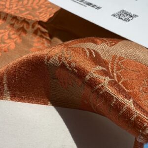 IMG_3423 Special Order Clarence House Sukhothai Linen Silk Mandarin Orange Asian Damask MSRP USD 356/y