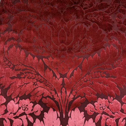 PXL_20240126_235939780 By yard Scalamandre Stan Hywet Silk Cotton Velvet Damask Red Renaissance Cut Velvet MSRP USD 922/y