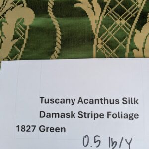PXL_20250812_180630320 By yard Tuscany Acanthus Silk Damask Stripe Emerald Foliage Green