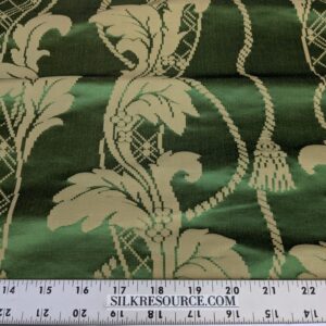 PXL_20250812_180645946 By yard Tuscany Acanthus Silk Damask Stripe Emerald Foliage Green