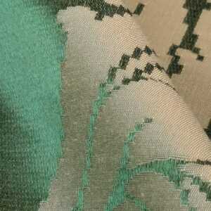 PXL_20250812_180717862 By yard Tuscany Acanthus Silk Damask Stripe Emerald Foliage Green