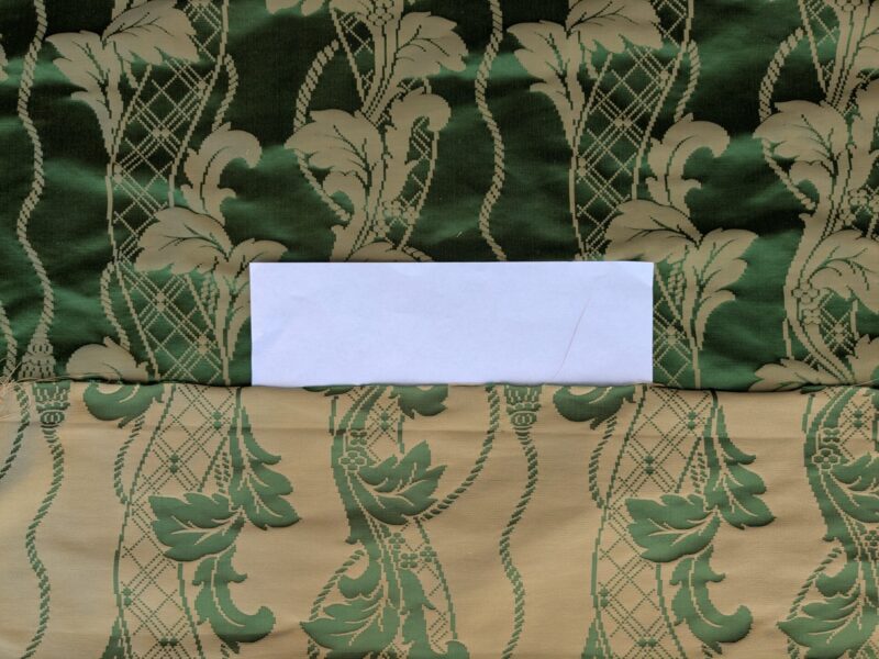 PXL_20250812_180849443 By yard Tuscany Acanthus Silk Damask Stripe Emerald Foliage Green