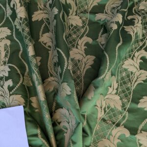 PXL_20250812_180911686 By yard Tuscany Acanthus Silk Damask Stripe Emerald Foliage Green