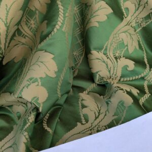 PXL_20250812_180925173 By yard Tuscany Acanthus Silk Damask Stripe Emerald Foliage Green