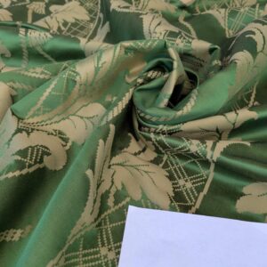 PXL_20250812_180936850 By yard Tuscany Acanthus Silk Damask Stripe Emerald Foliage Green