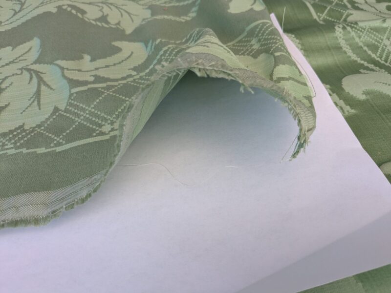 PXL_20250812_181337187 By yard Tuscany Acanthus Silk Damask Stripe Foliage Minty Green Aqua MSRP USD 356/yard