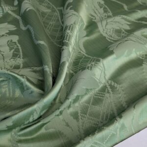 PXL_20250812_181348616 By yard Tuscany Acanthus Silk Damask Stripe Foliage Minty Green Aqua MSRP USD 356/yard