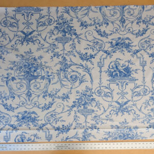 By yard Canvendish Hall Toile Print Historical Angel Cherubs Putti Dove Love Renaissance Toile de Jouy Blue on White