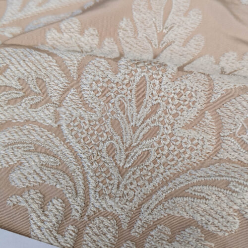 PXL_20250814_193700110 Lovelace Embroidery on Silk Faille Renaissance Damask Naked Peach Pink MSRP USD 413
