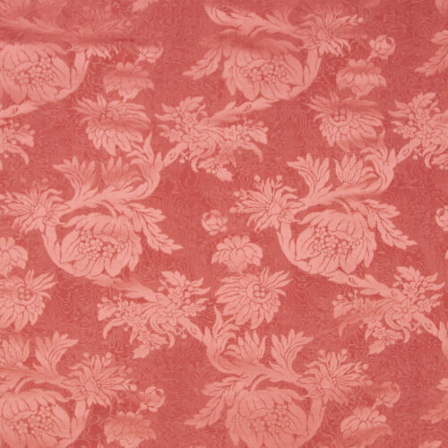 SC_000326695 (1) Special Order  Scalamandre Damas Parc Monceau Coral Red Orange Linen Cotton Damask Floral Moire MSRP USD464/y