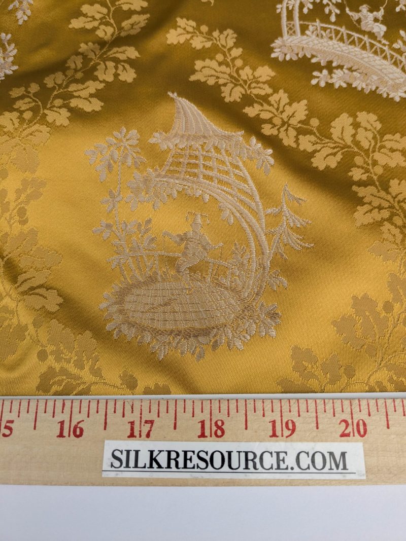 PXL_20250917_174030233 by yard Scalamandre Tassinari & Chatel Pillement Or Gold Yellow Chinoiserie Scenic Figurative MSRP USD 1080/y