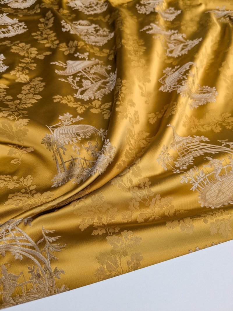 PXL_20250917_174322881 by yard Scalamandre Tassinari & Chatel Pillement Or Gold Yellow Chinoiserie Scenic Figurative MSRP USD 1080/y