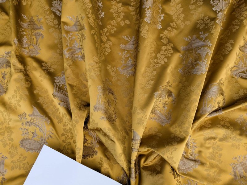 PXL_20250917_174420999 by yard Scalamandre Tassinari & Chatel Pillement Or Gold Yellow Chinoiserie Scenic Figurative MSRP USD 1080/y