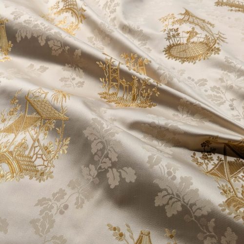 PXL_20250918_192627928 by yard Scalamandre Tassinari & Chatel Pillement Creme Gold Cream Chinoiserie Scenic Figurative MSRP USD 1080/y