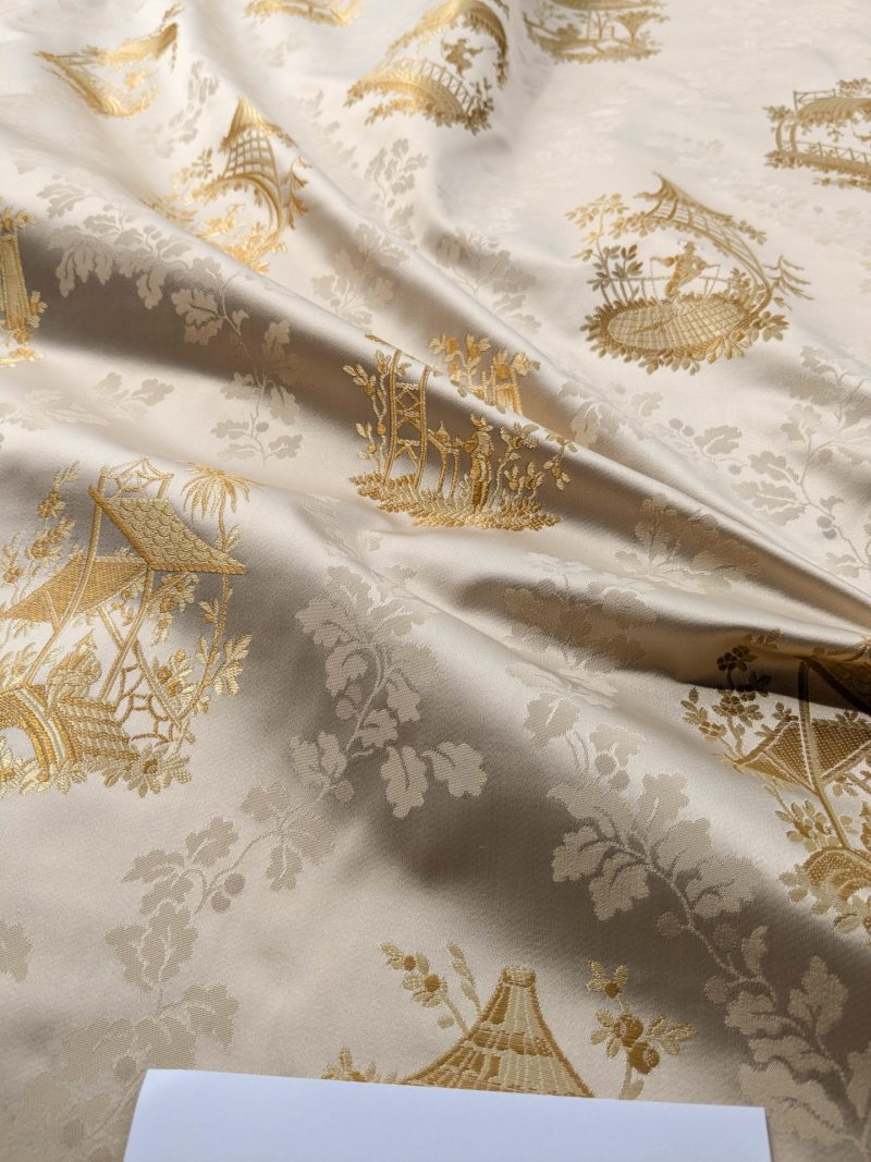 PXL_20250918_192627928 by yard Scalamandre Tassinari & Chatel Pillement Creme Gold Cream Chinoiserie Scenic Figurative MSRP USD 1080/y