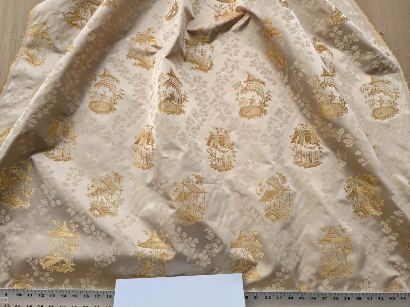 PXL_20250918_192847214 by yard Scalamandre Tassinari & Chatel Pillement Creme Gold Cream Chinoiserie Scenic Figurative MSRP USD 1080/y