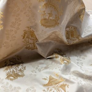 PXL_20250918_192908241 by yard Scalamandre Tassinari & Chatel Pillement Creme Gold Cream Chinoiserie Scenic Figurative MSRP USD 1080/y