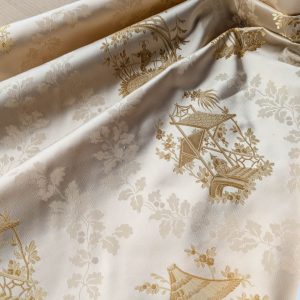 PXL_20250918_193028828 by yard Scalamandre Tassinari & Chatel Pillement Creme Gold Cream Chinoiserie Scenic Figurative MSRP USD 1080/y