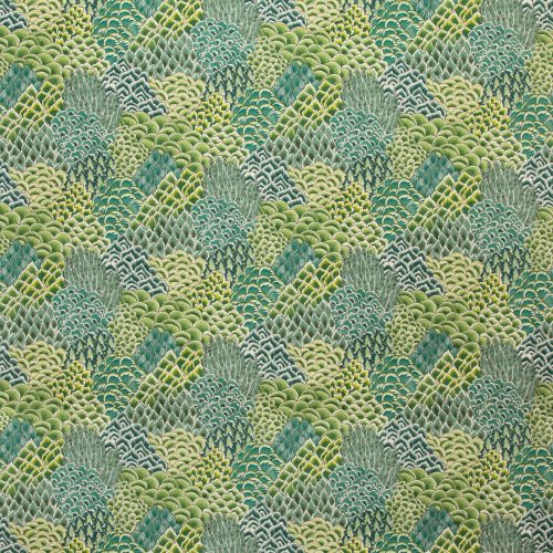 8020104330 Brunschwig & Fils Katibi Print Leaf Green White Abstract Cotton MSRP USD292/y