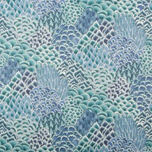 Brunschwig & Fils Katibi Print Turquoise Blue White  Abstract Cotton MSRP USD292/y