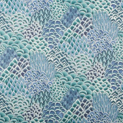 P8020104_13 Brunschwig & Fils Katibi Print Turquoise Blue White  Abstract Cotton MSRP USD292/y